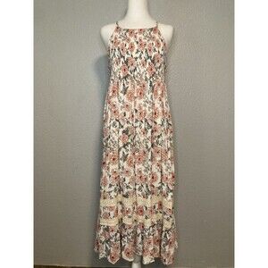 Alter’d State Sundress S Floral Lace Smocked Spaghetti Straps Lined Tier Cottage